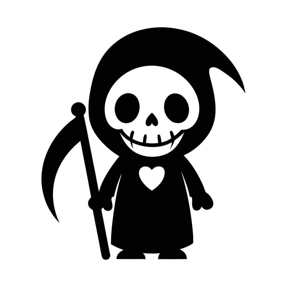 Cute cartoon panda dressed as a grim reaper holding a scythe vector