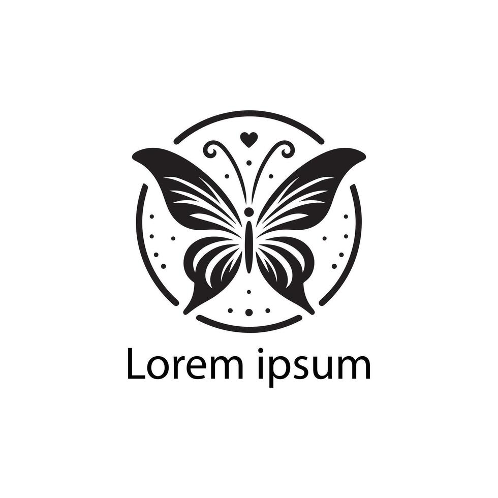 Elegant Black and White Butterfly Logo On White Background vector