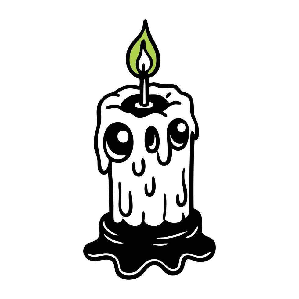 Spooky Melting Candle with Eyes Creepy Halloween Illustration vector