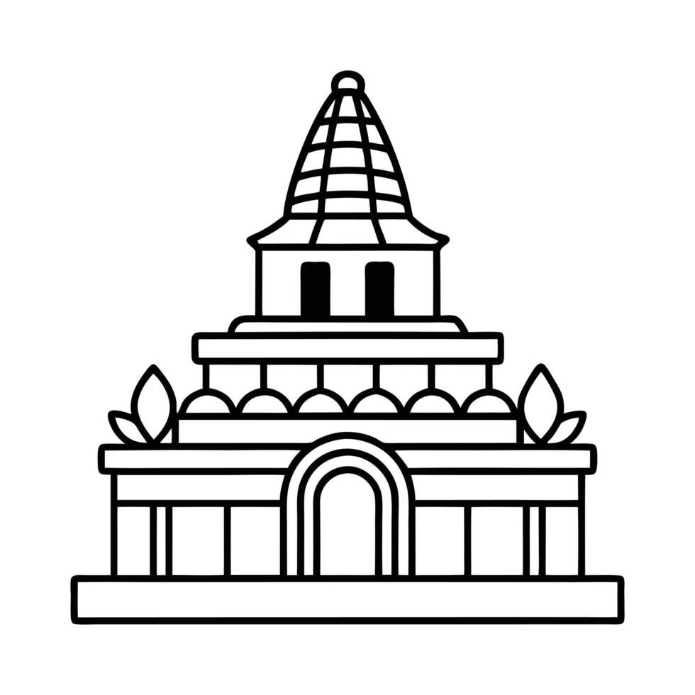 Simple Line Drawing of an Indian Temple vector