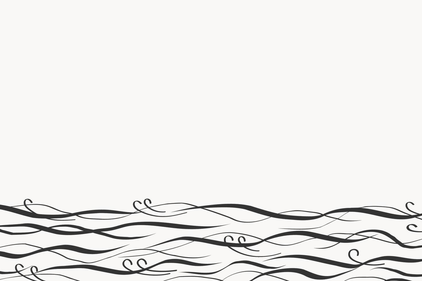 Summer border background with waves for text. Sea abstract graphic backdrop. Hand drawn inked sketch with stormy water marine landscape in conceptual style for design, card, print, template vector