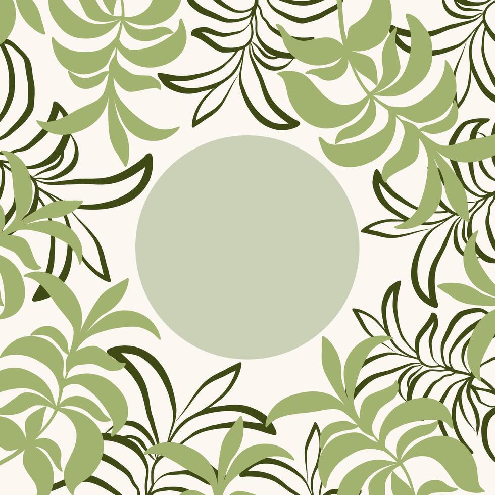 Label border with Stevia plant for text. Botanical frame background with branches of sugar plant for logo, sign, print, card. Food ingredient, harvest, sweetener. Hand drawn illustration vector