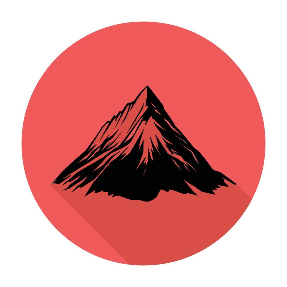 A mountain icon in a red circle vector