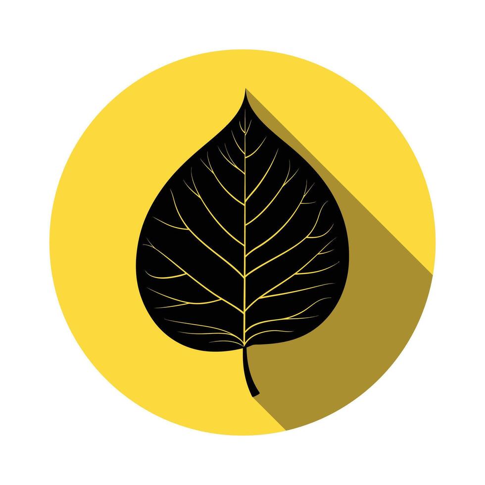 A black and yellow leaf icon on a yellow circle vector