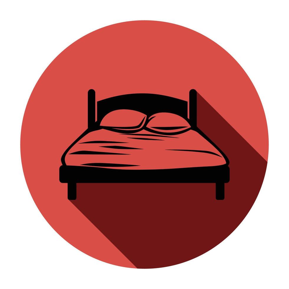 Bed icon with red background vector