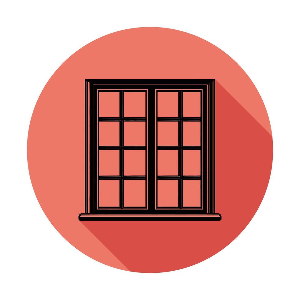 A black and white window with a red circle vector