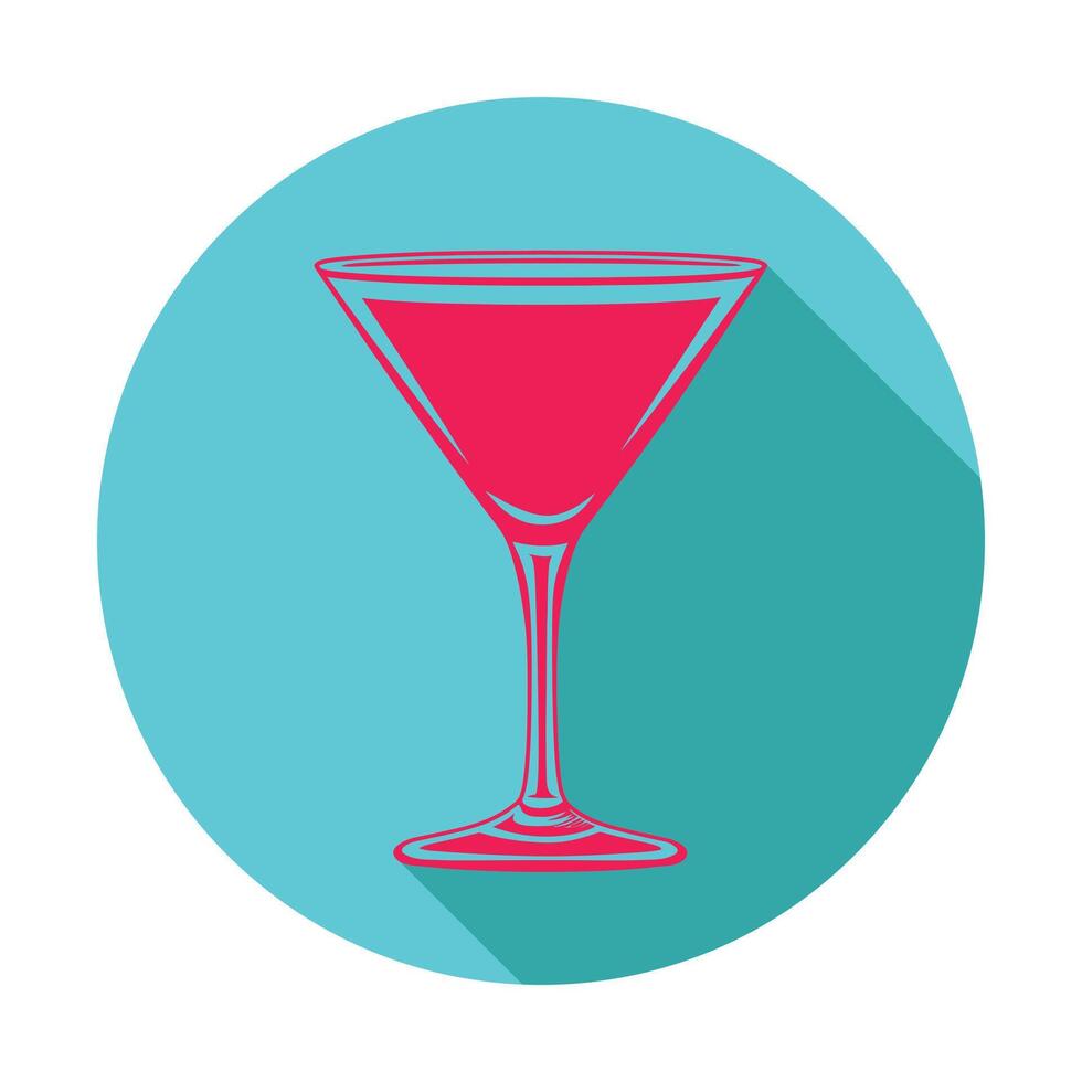 A pink cocktail glass with a long shadow vector