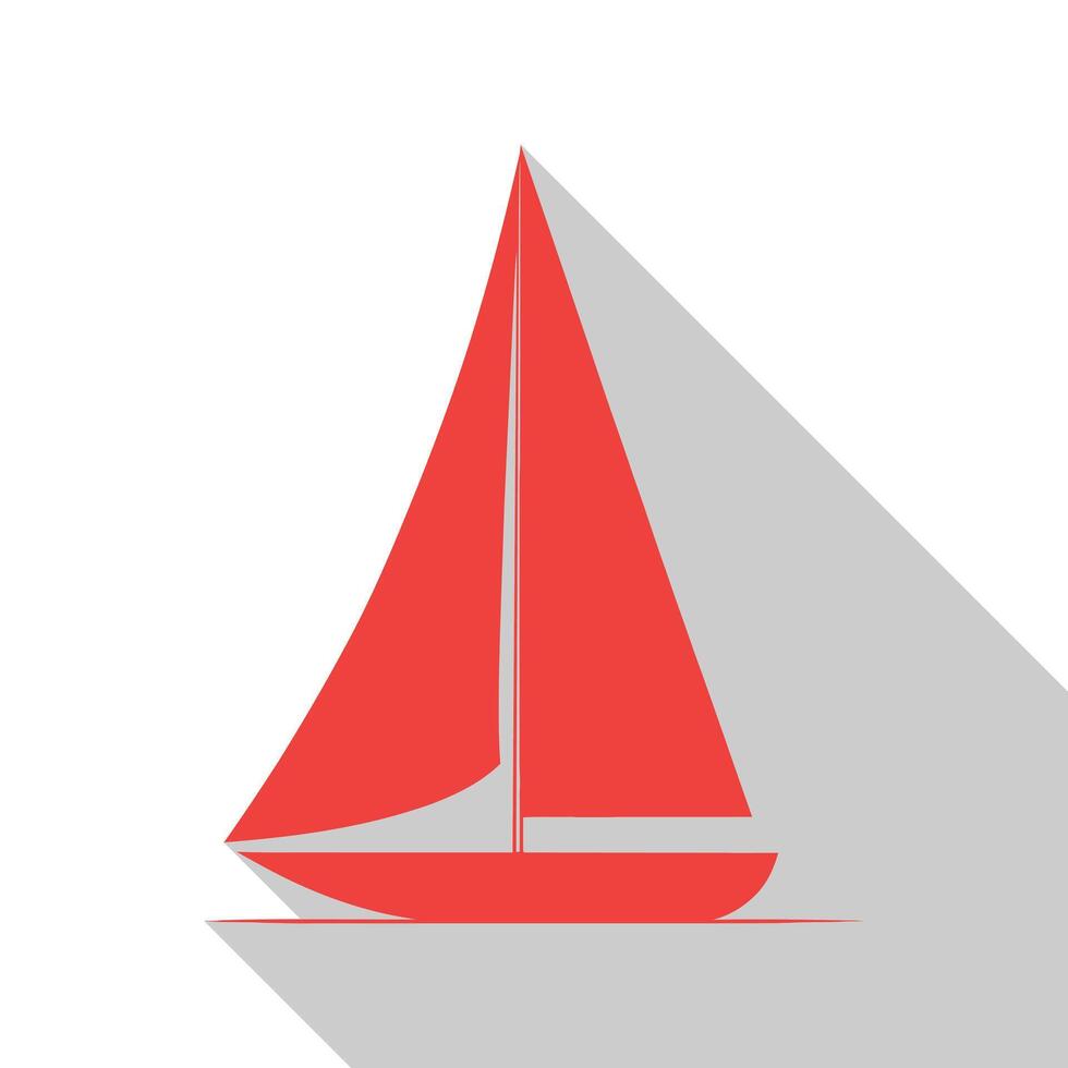 A red sailboat on a white background vector