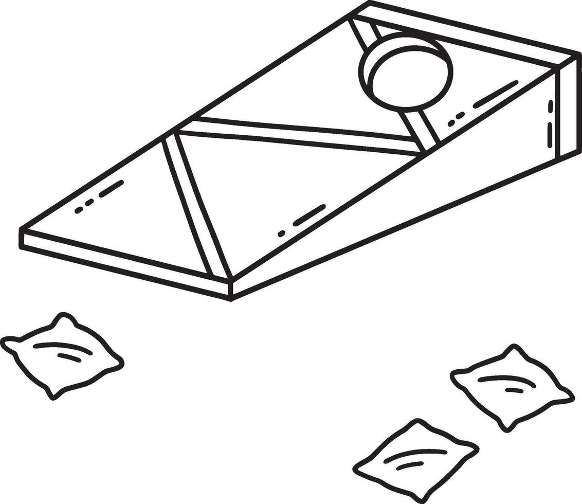 Cornhole Board and Bags Isolated Coloring Page vector