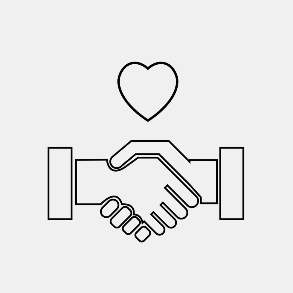 Heart and hand symbol showing love care and partnership vector