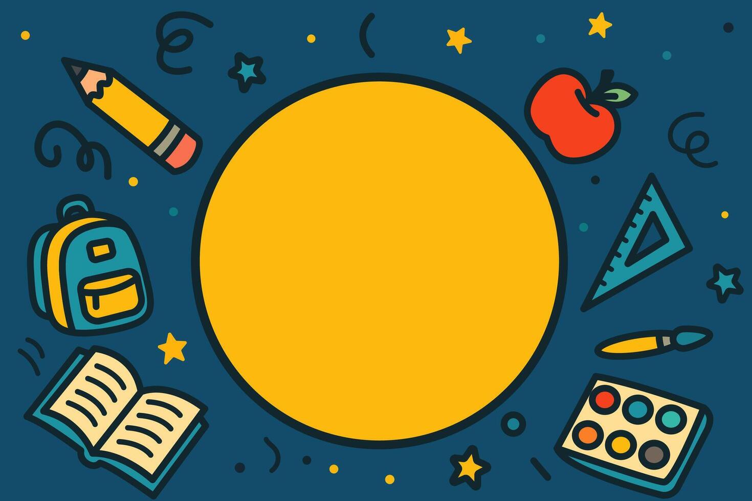 Blue School Frame With Yellow Circle Center. Illustration vector