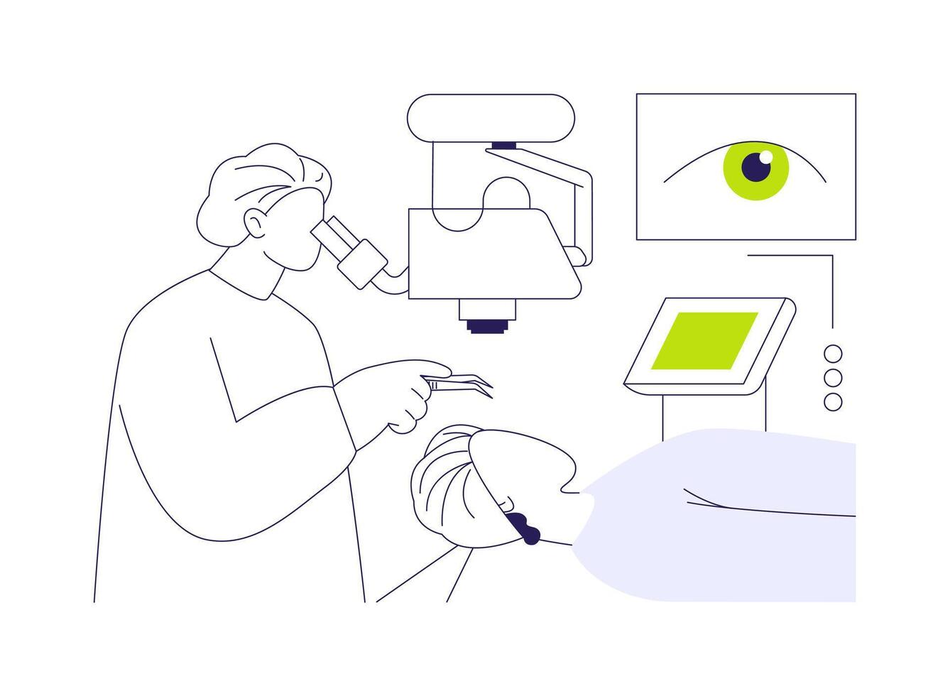 Eye surgery abstract concept illustration. vector