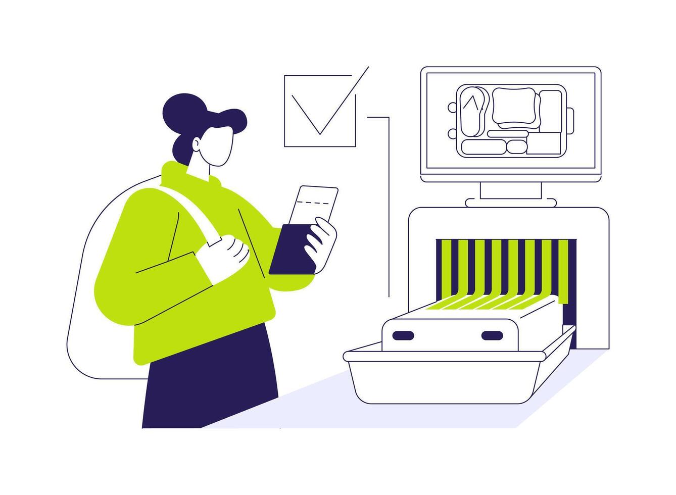 Luggage screening abstract concept illustration. vector