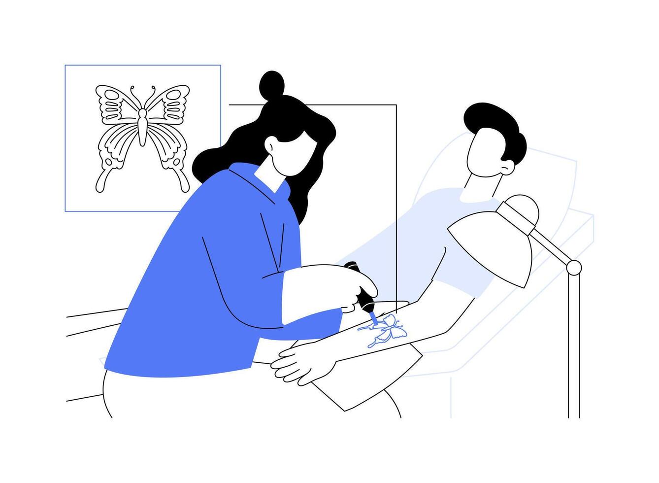 Making tattoo isolated cartoon illustrations. vector