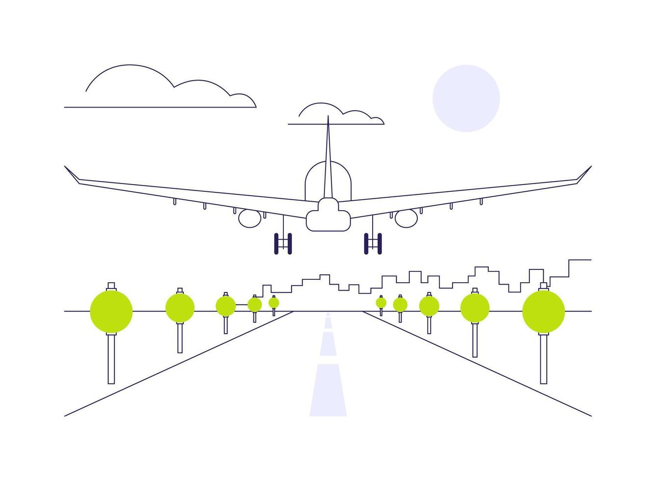 Landing airplane abstract concept illustration. vector