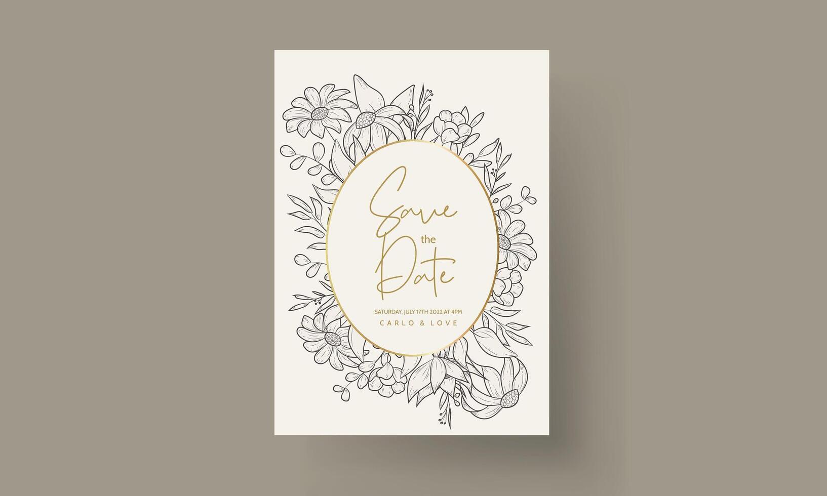 flower and leaves invitation card template vector