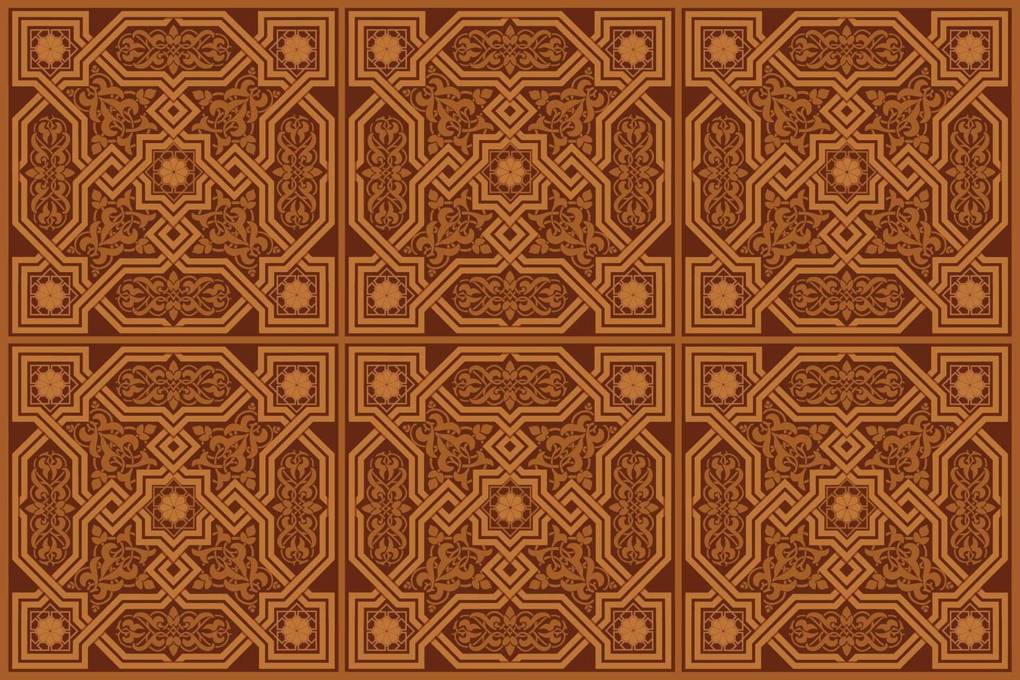 Print Artisanat wood carving in oriental style vector
