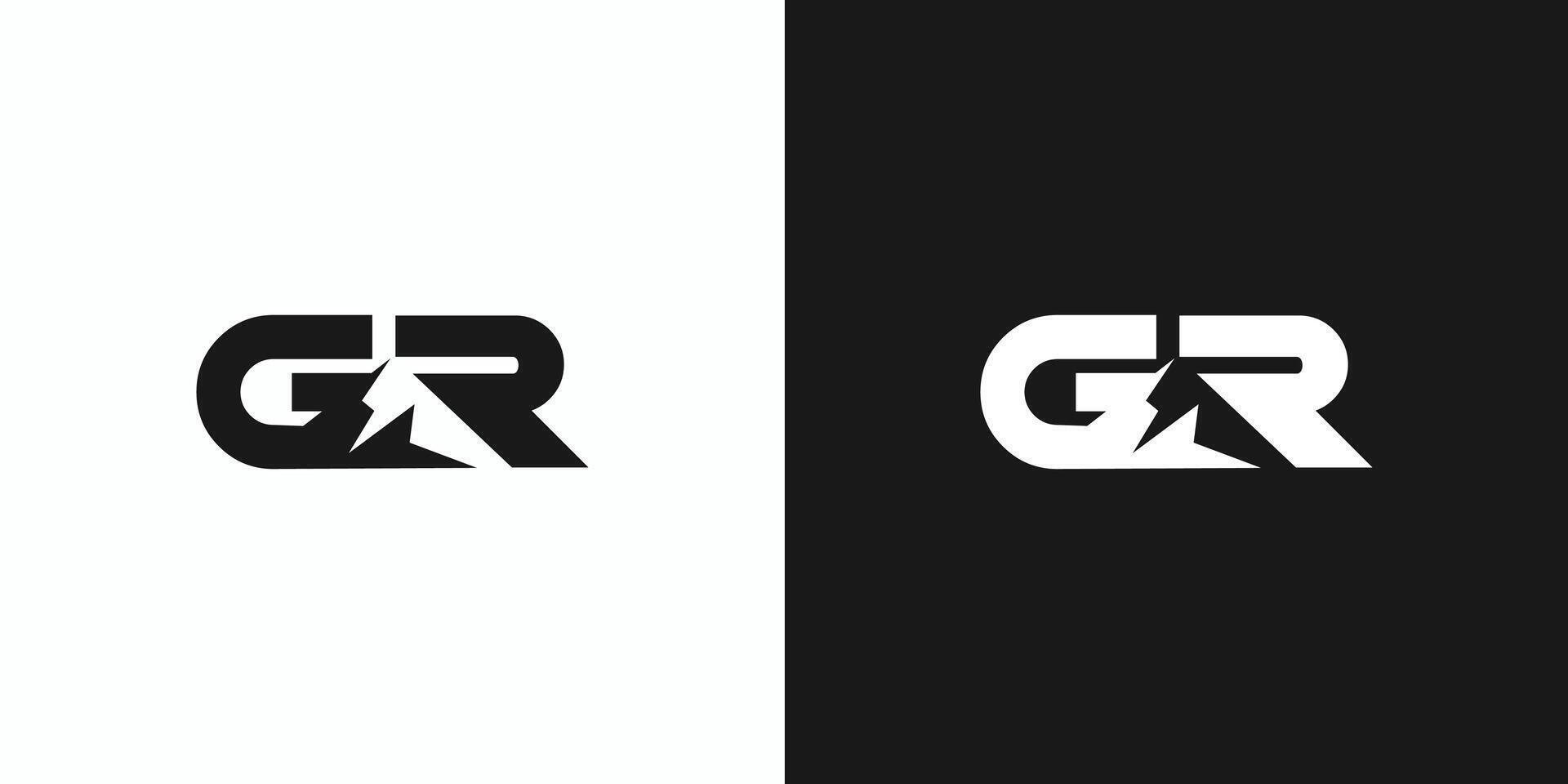 Unique and strong GR Mountain logo design with black accents vector