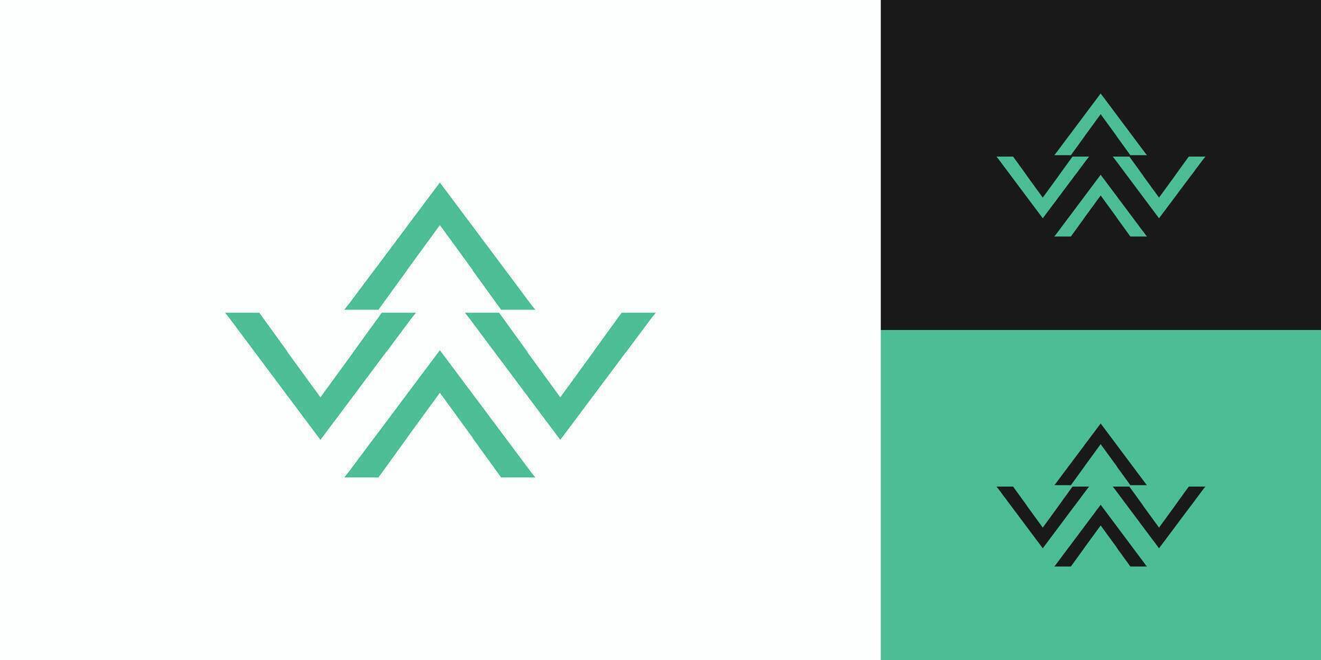 The pine W logo design is unique and elegant vector