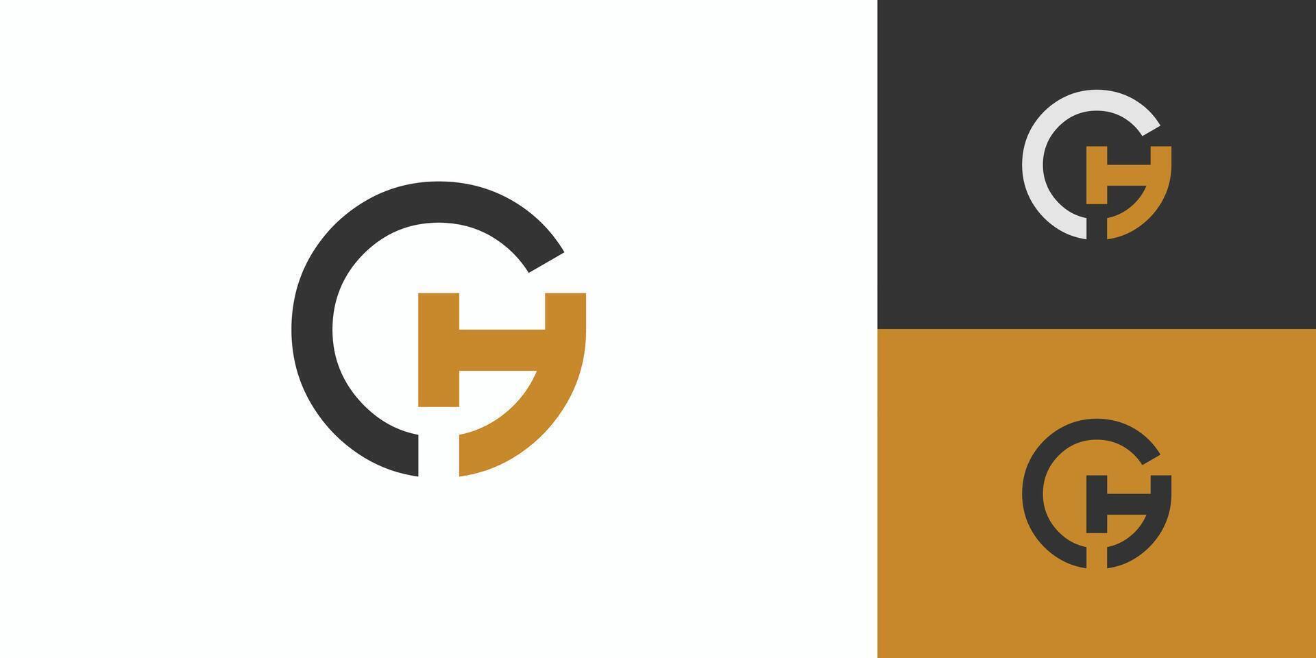 CH logo design is sophisticated and unique with black and gold accents vector