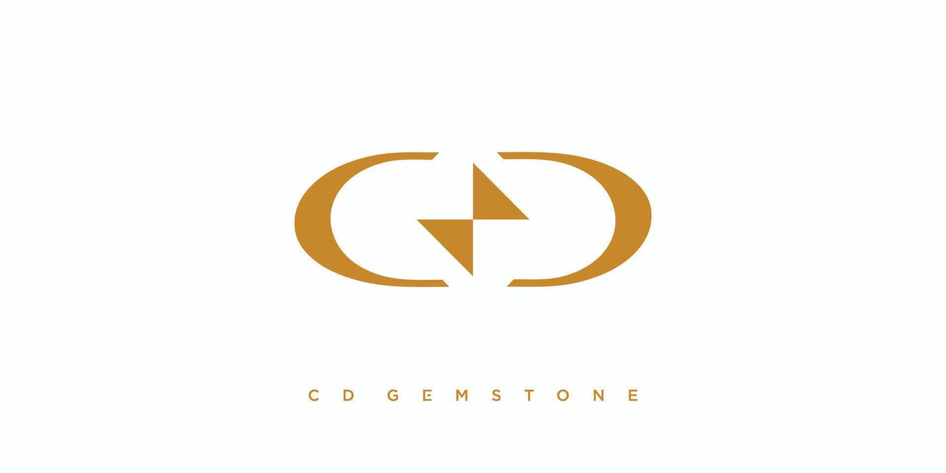 The CD gemstone logo design is luxurious and elegant with gold accents vector