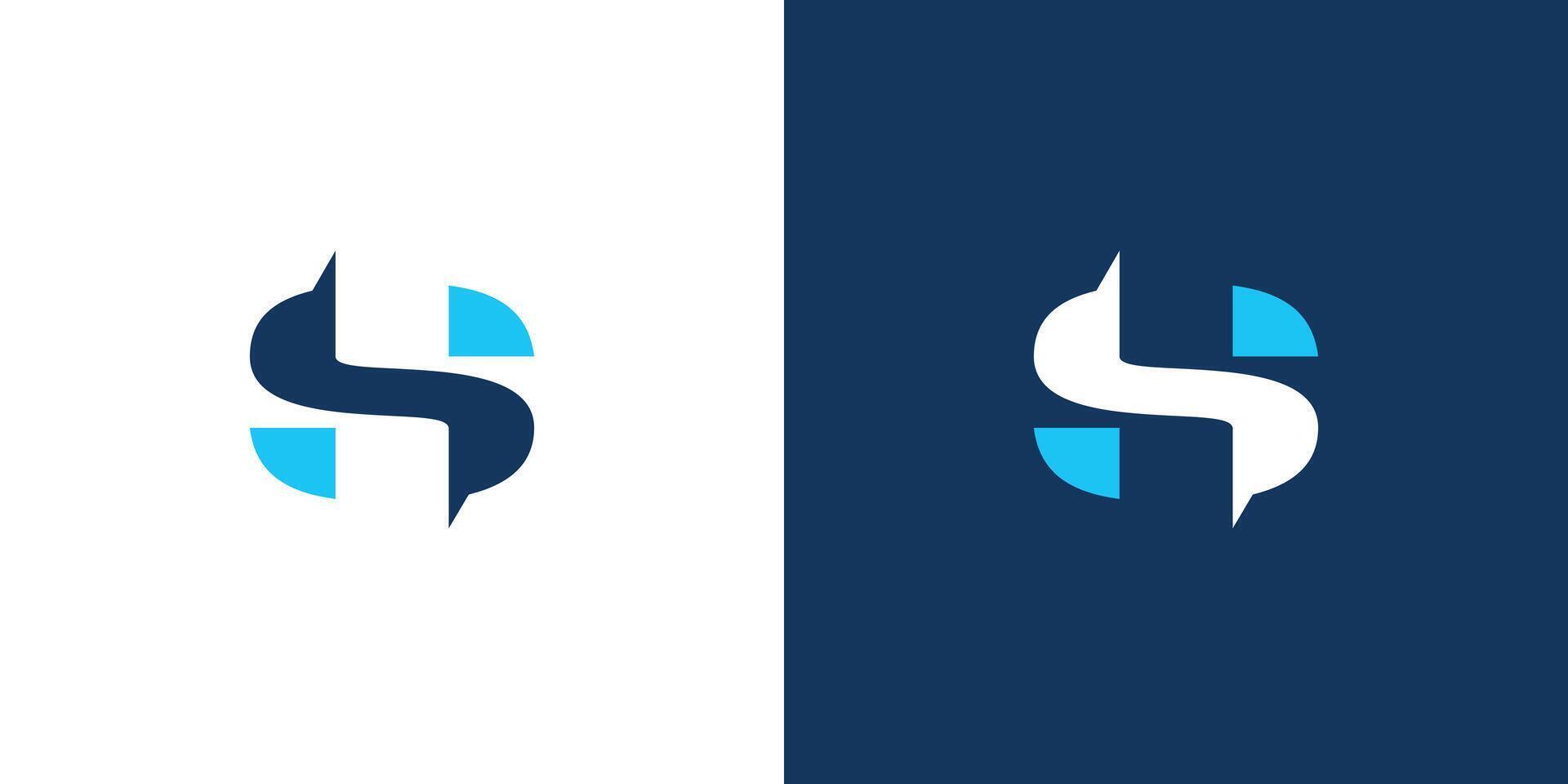 S logo design is bold and unique with bue accents vector