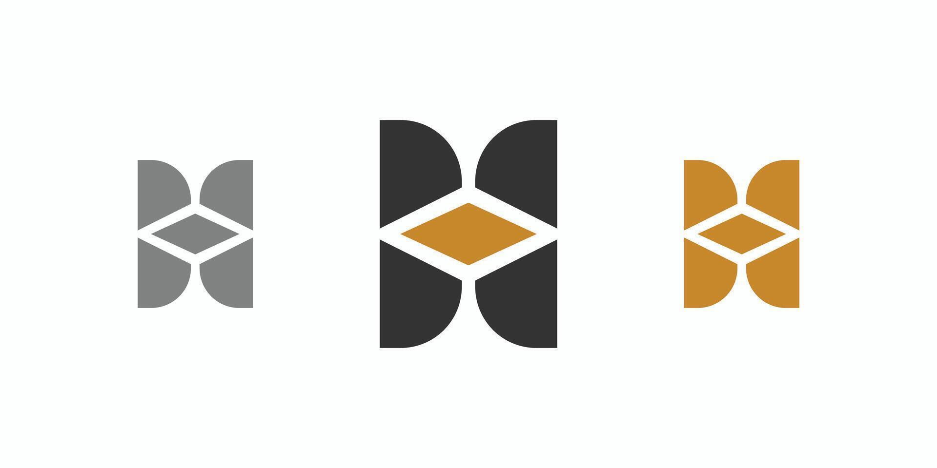 H logo design is bold and unique with black and gold accents vector