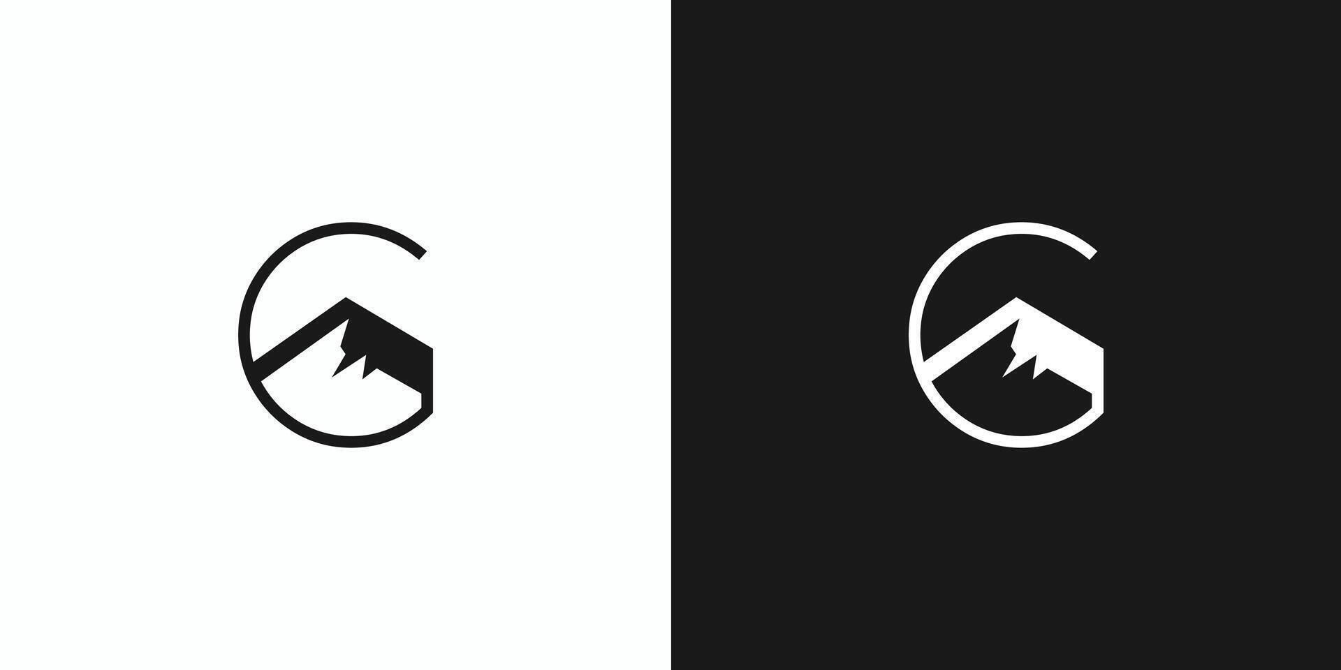 The G Mountain logo design is unique and strong with black accents vector