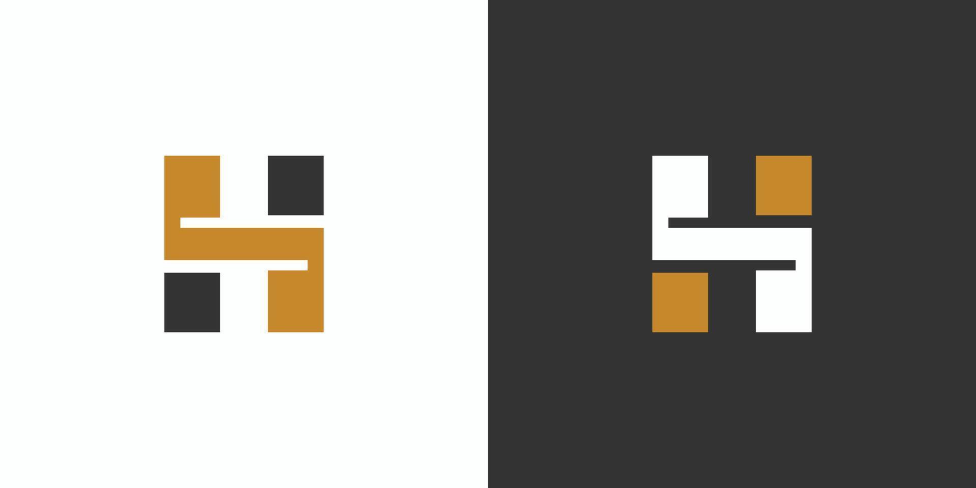 SH logo design is bold and unique with black and gold accents vector