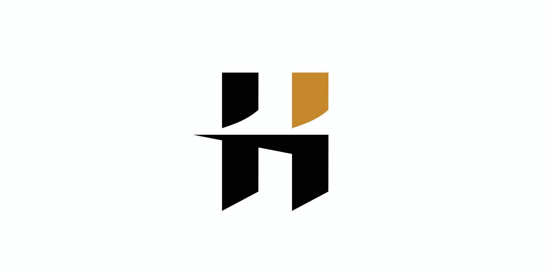The H logo design is elegant and unique with black and gold accents vector