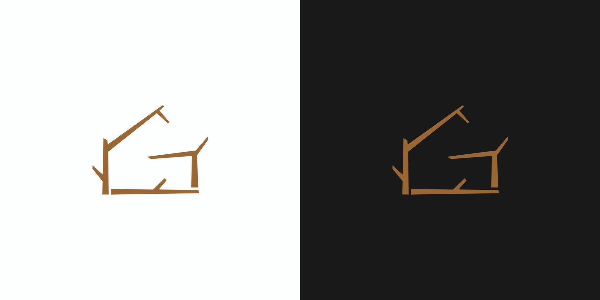 The tree house logo design with the initials G is unique and attractive vector