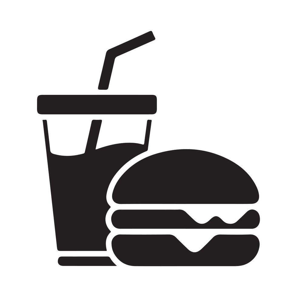 Fast Food Meal Icon with Drink and Burger vector