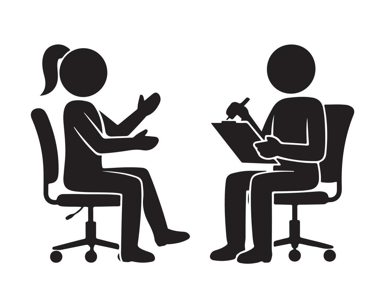 Interview Illustration of a Woman and Interviewer vector