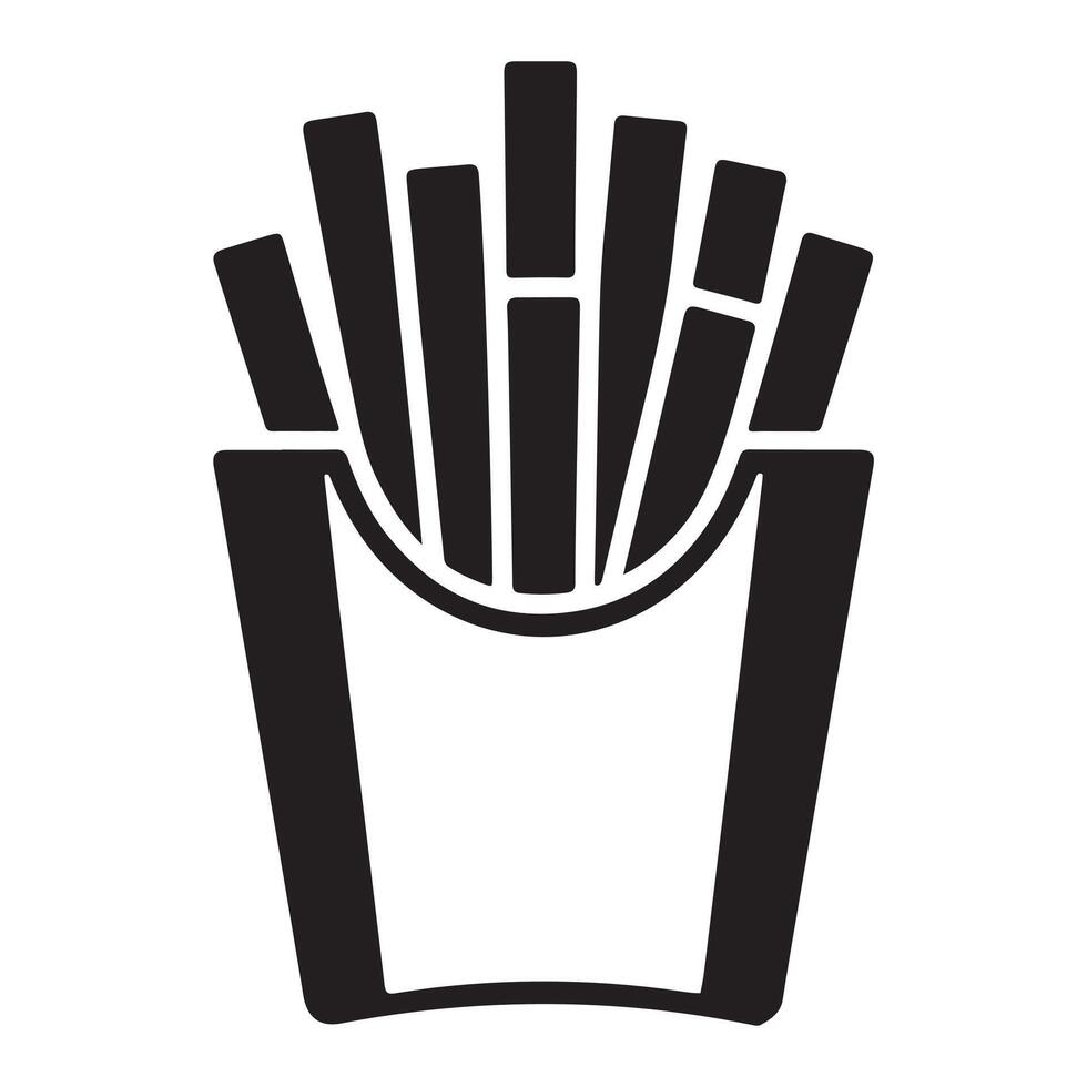 Delicious french fries in a paper carton. vector