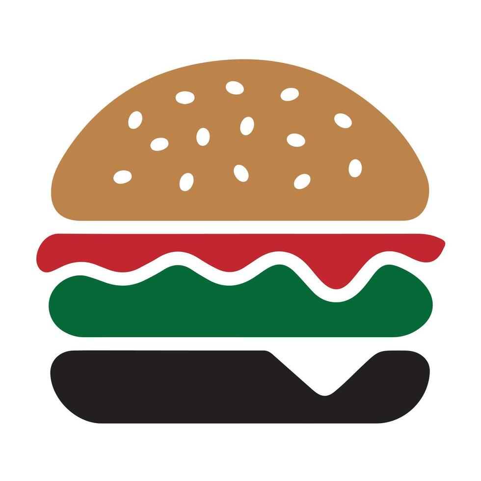 Simple and Colorful Icon of a Classic Hamburger vector