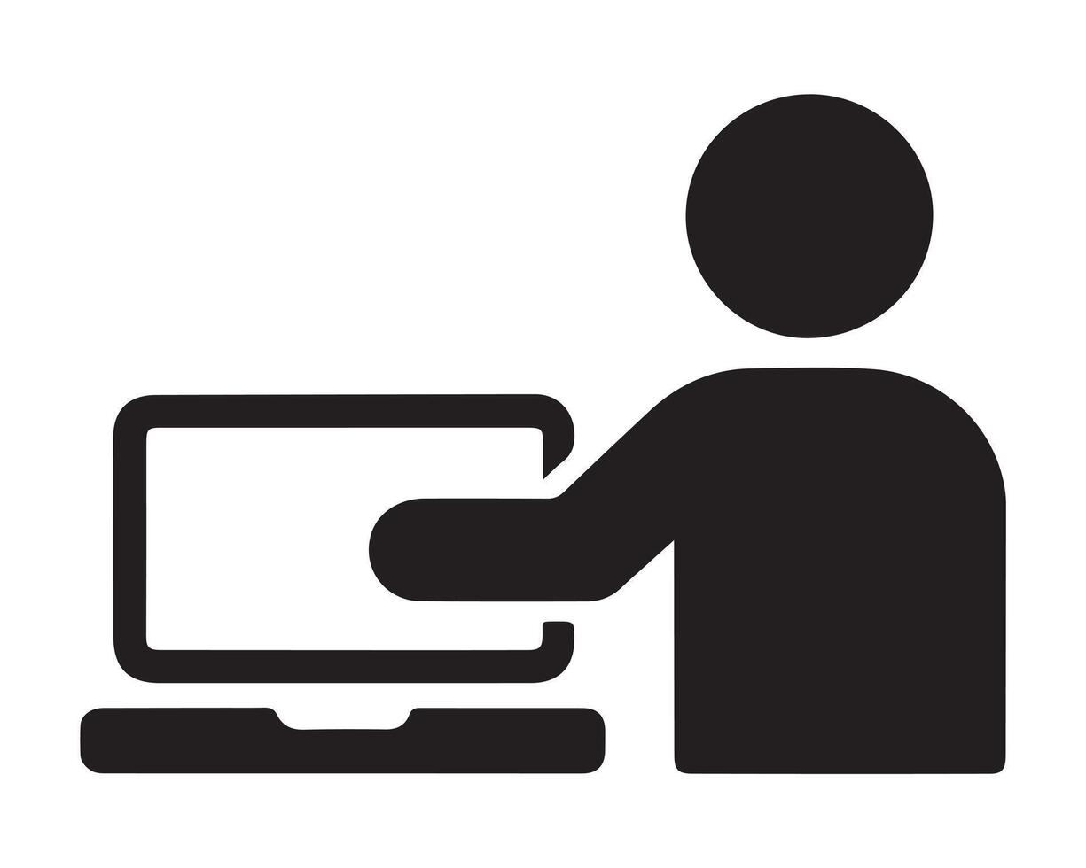 Person using a laptop icon, simple and modern design. vector