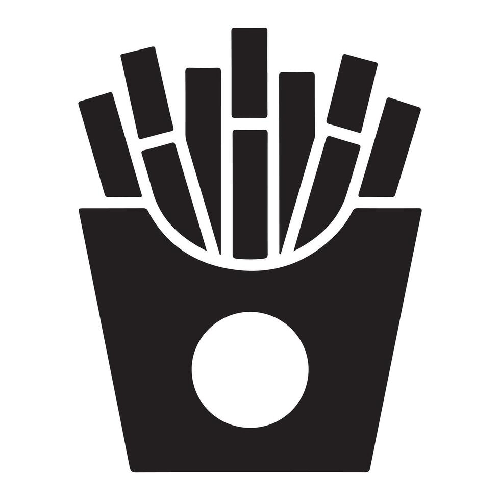 Delicious french fries in a paper container. vector