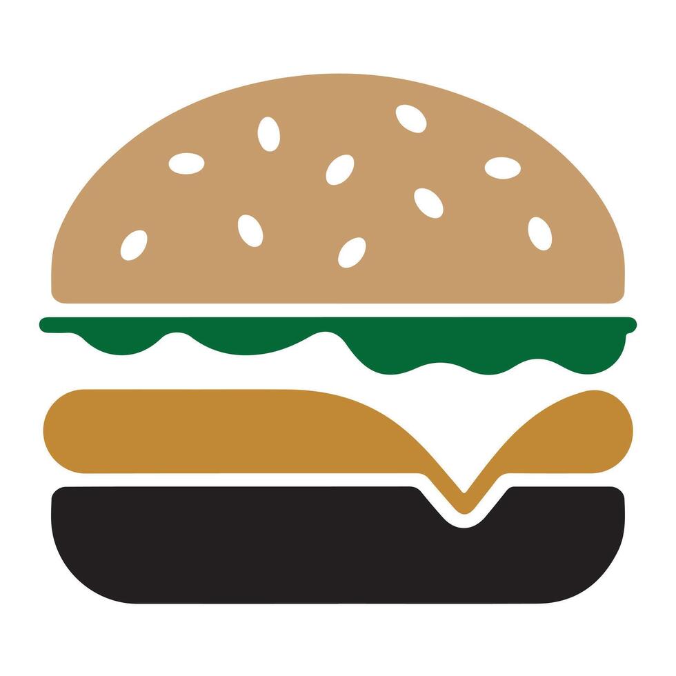 Simple, Flattened Illustration of a Classic Cheeseburger vector