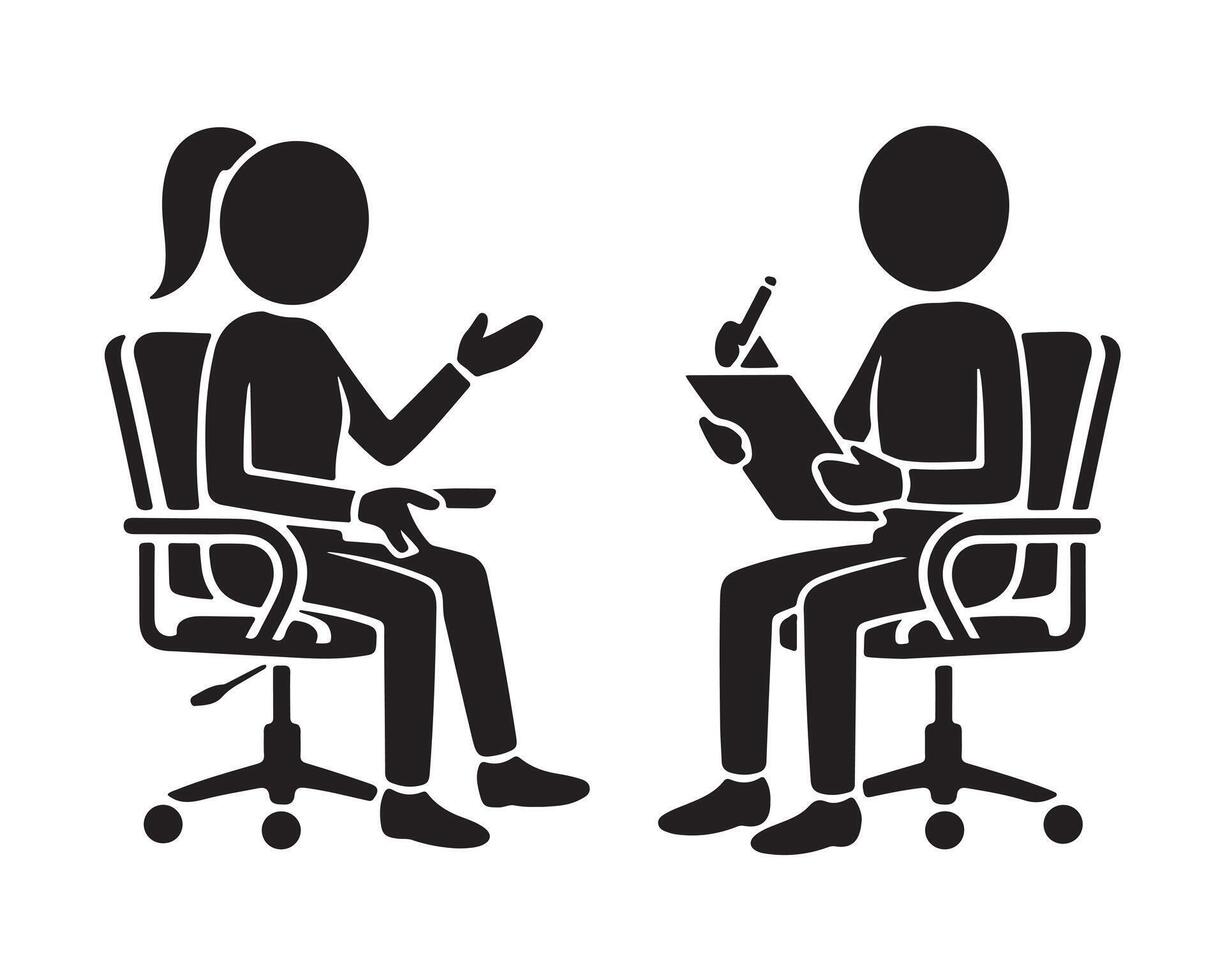 Business Interview Scene Woman and Interviewer in Office vector
