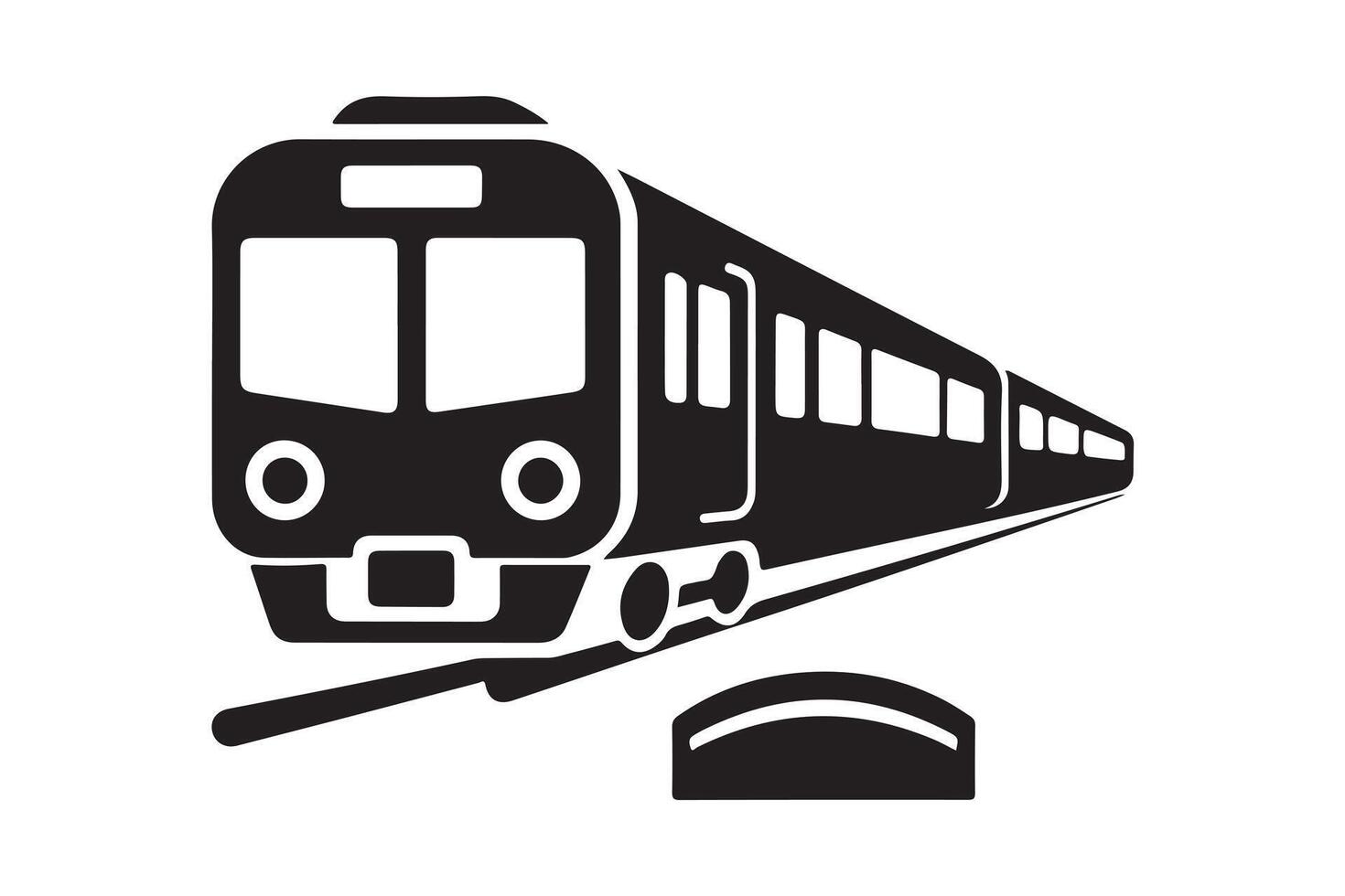 Modern train moving on tracks, a simple graphic. vector