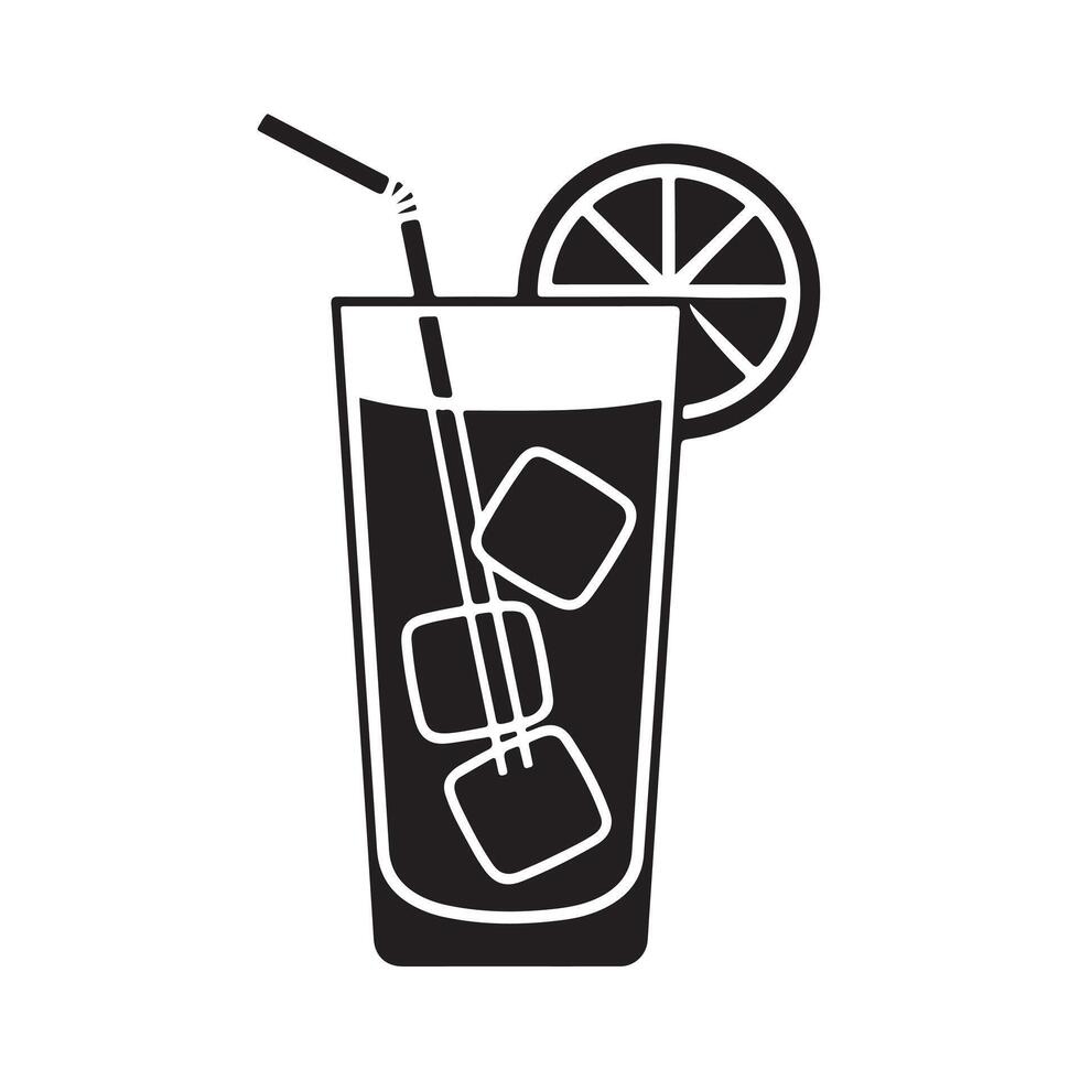 Refreshing Iced Drink with Orange Slice and Straw vector