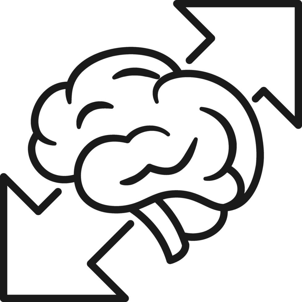 Upgrade Intelligence and Knowelge with Brain and Expand Arrow Icon. vector