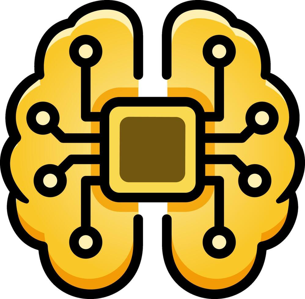 Microchip with brain icon logo vector