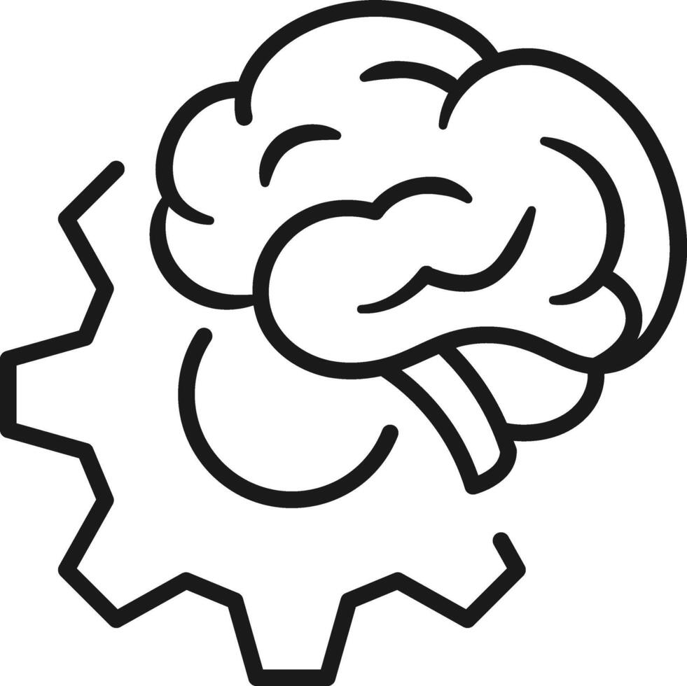 Human brain with gear icon vector