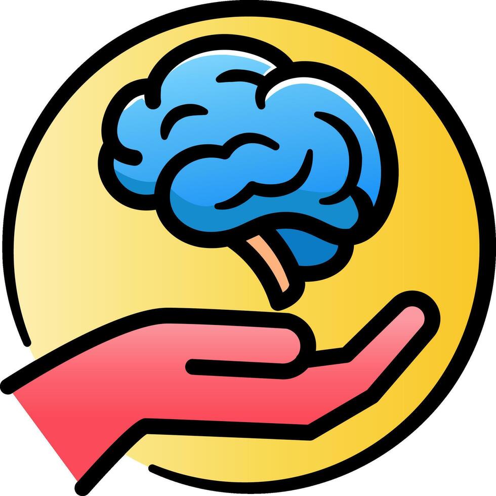 Hand and brain line icon logo. vector