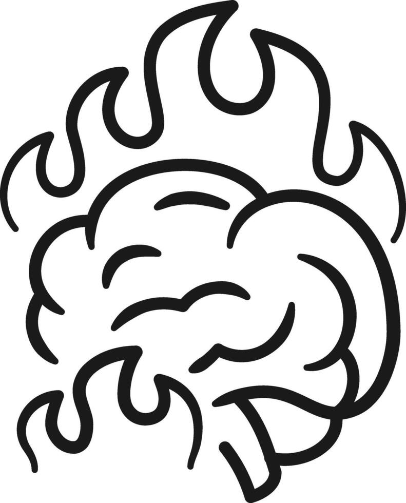 Burning Brain Mind on Fire Icon vector