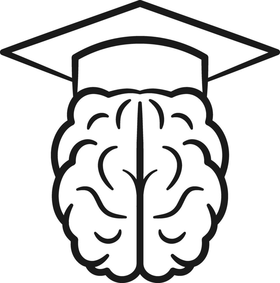 Brain and graduation cap icon, Business Mind Achievement Symbol. vector