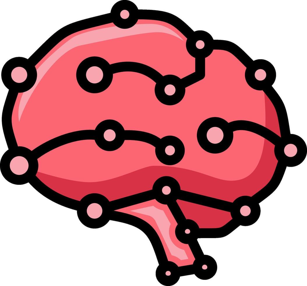 Neural Network Line in Brain Icon Head Circuit AI Tech Logo vector