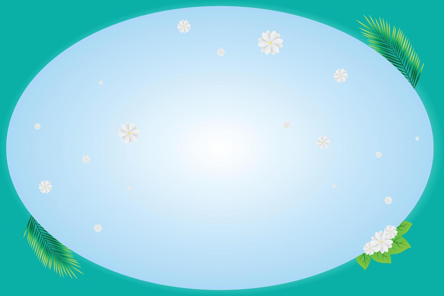 blue frame around with jasmine flowers illustration background design landscape vector