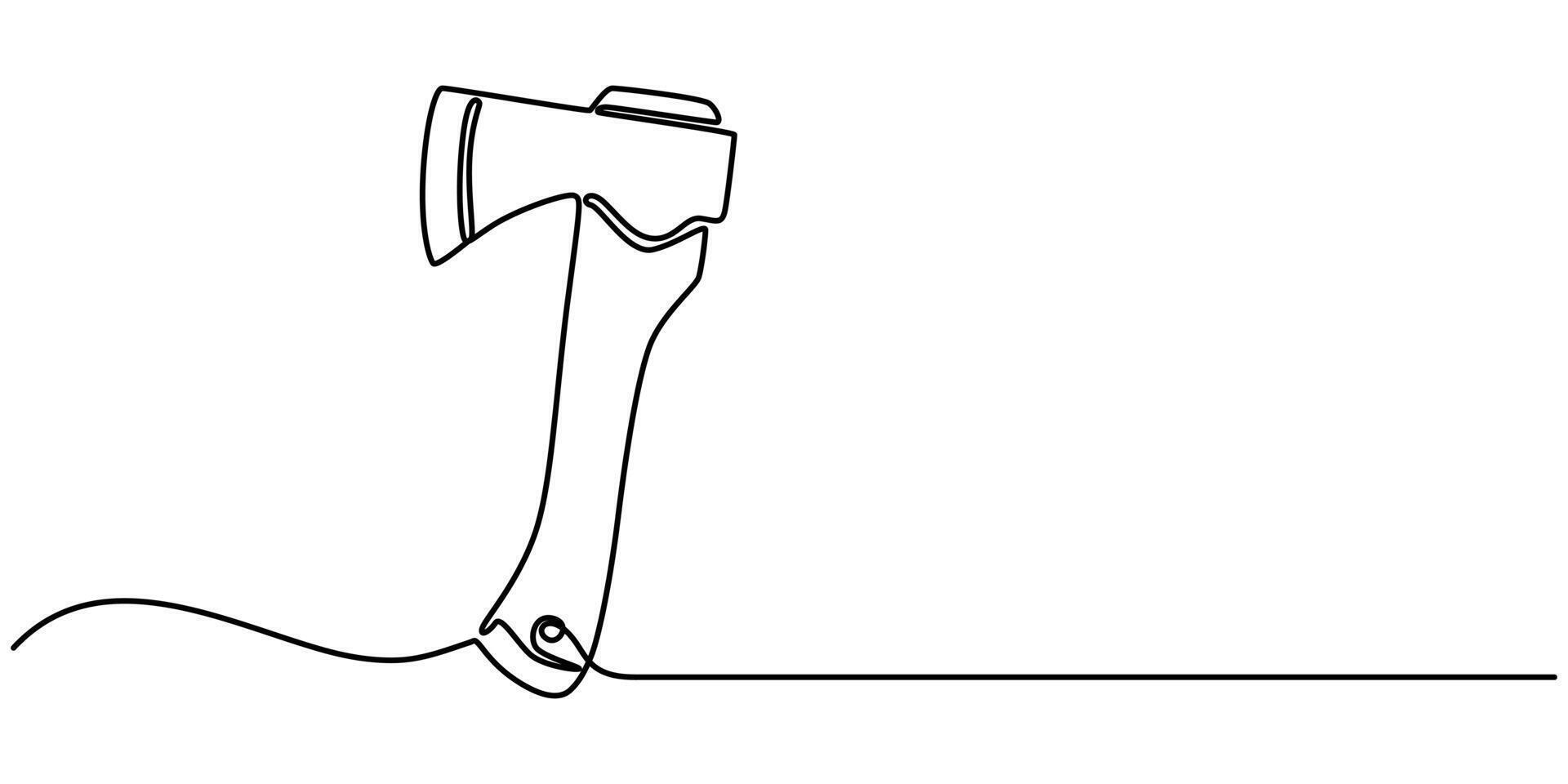 Continuous One Line Drawing of Axe and Hatchet Minimalist Design for Forestry and Farming Tools vector